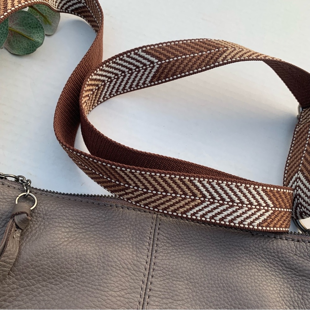 The Sak Lucia Crossbody Bag w/Neva Large Card Wallet in Mushroom & Indigo Block - Picture 5 of 12